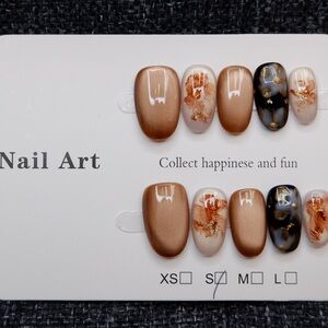 Elegant Brown and Black Nail Art Set